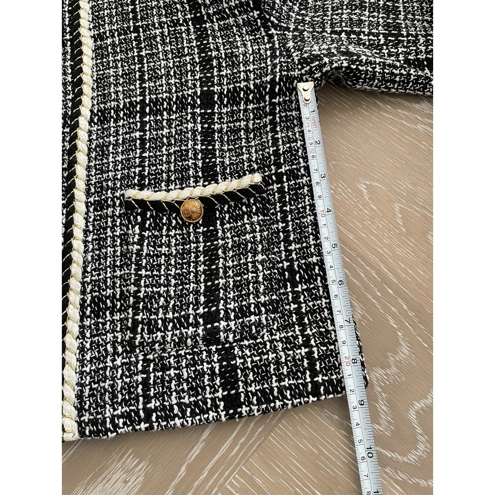 Sugarlips Black & White‎ Tweed Blazer with Braided Trim - Picture 8 of 13
